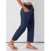 imageANRABESS Womens Cropped Pants 2026 Summer Casual Elastic High Waisted Lounge Capri Tapered Ankle Beach Trousers Work OutfitsNavy Blue