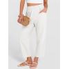 imageANRABESS Womens Cropped Pants 2026 Summer Casual Elastic High Waisted Lounge Capri Tapered Ankle Beach Trousers Work OutfitsWhite
