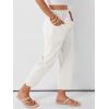 imageANRABESS Womens Cropped Pants 2026 Summer Casual Elastic High Waisted Lounge Capri Tapered Ankle Beach Trousers Work OutfitsWhite