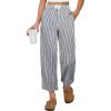 imageANRABESS Women Striped Gingham Palazzo Cropped Pants Wide Leg Pajama Lounge Pant Plaid PJ Bottoms Cute Trousers with PocketsBlack White Stripe