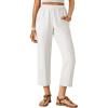 imageANRABESS Womens Cropped Pants 2026 Summer Casual Elastic High Waisted Lounge Capri Tapered Ankle Beach Trousers Work OutfitsWhite