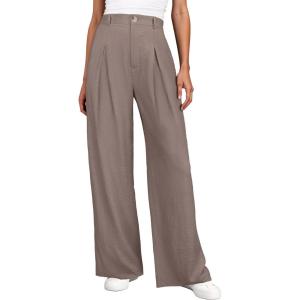 imageANRABESS Women Wide Leg Dress Pants Lightweight High Waisted Business Casual Trousers Dressy Office Work Palazzo Pants SlacksLight Brown