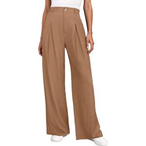 imageANRABESS Women Wide Leg Dress Pants Lightweight High Waisted Business Casual Trousers Dressy Office Work Palazzo Pants SlacksTan