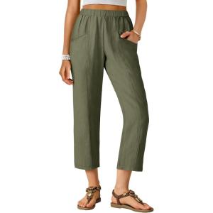 imageANRABESS Womens Cropped Pants 2026 Summer Casual Elastic High Waisted Lounge Capri Tapered Ankle Beach Trousers Work OutfitsOlive Green