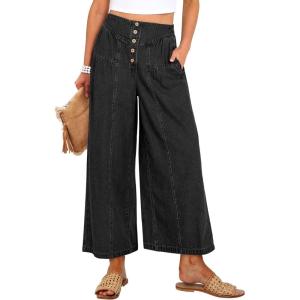 imageANRABESS Womens Wide Leg Barrel Jeans 2026 Spring Baggy High Waisted Trendy Cropped Denim Pants with PocketsBlack