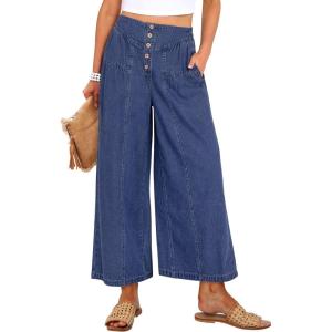 imageANRABESS Womens Wide Leg Barrel Jeans 2026 Spring Baggy High Waisted Trendy Cropped Denim Pants with PocketsDark Blue