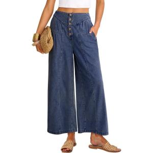 imageANRABESS Womens Wide Leg Barrel Jeans 2026 Spring Baggy High Waisted Trendy Cropped Denim Pants with PocketsDeep Blue