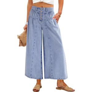 imageANRABESS Womens Wide Leg Barrel Jeans 2026 Spring Baggy High Waisted Trendy Cropped Denim Pants with PocketsLight Blue