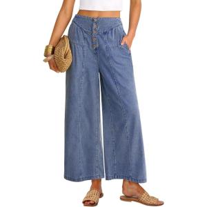imageANRABESS Womens Wide Leg Barrel Jeans 2026 Spring Baggy High Waisted Trendy Cropped Denim Pants with PocketsWater Blue