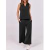 imageANRABESS Two Piece Sets for Women Summer Outfits Lounge Sets Polo Tank Tops Wide Leg Crop Pants Vacation Travel Outfits Black Large