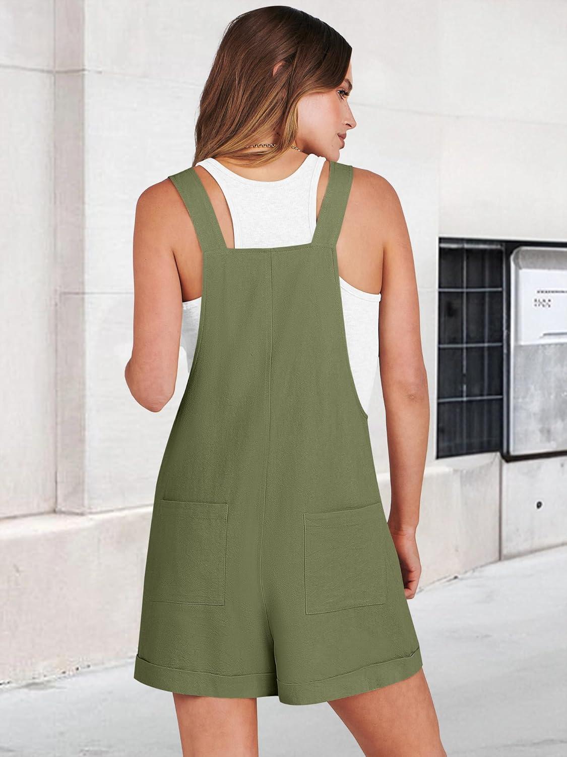 imageANRABESS Womens Short Overalls Summer Adjustable Strap Loose Fit Bib Shortalls Rompers Spring Travel Vacation ClothesArmy Green
