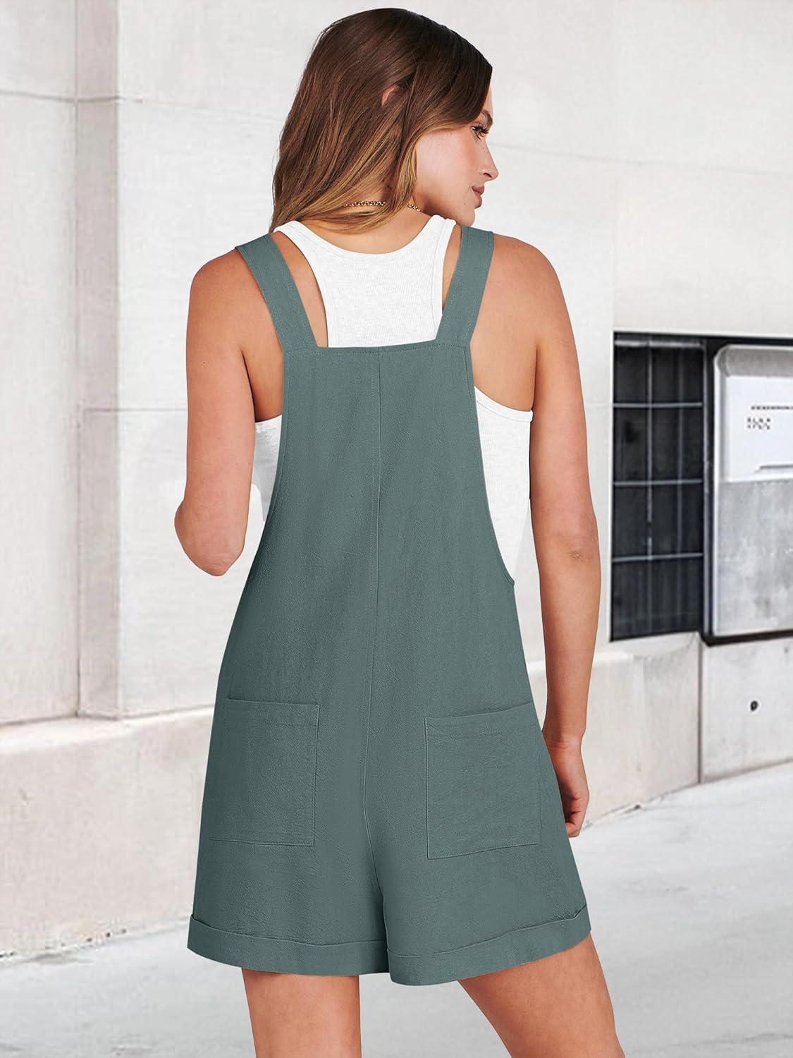 imageANRABESS Womens Short Overalls Summer Adjustable Strap Loose Fit Bib Shortalls Rompers Spring Travel Vacation ClothesAzure