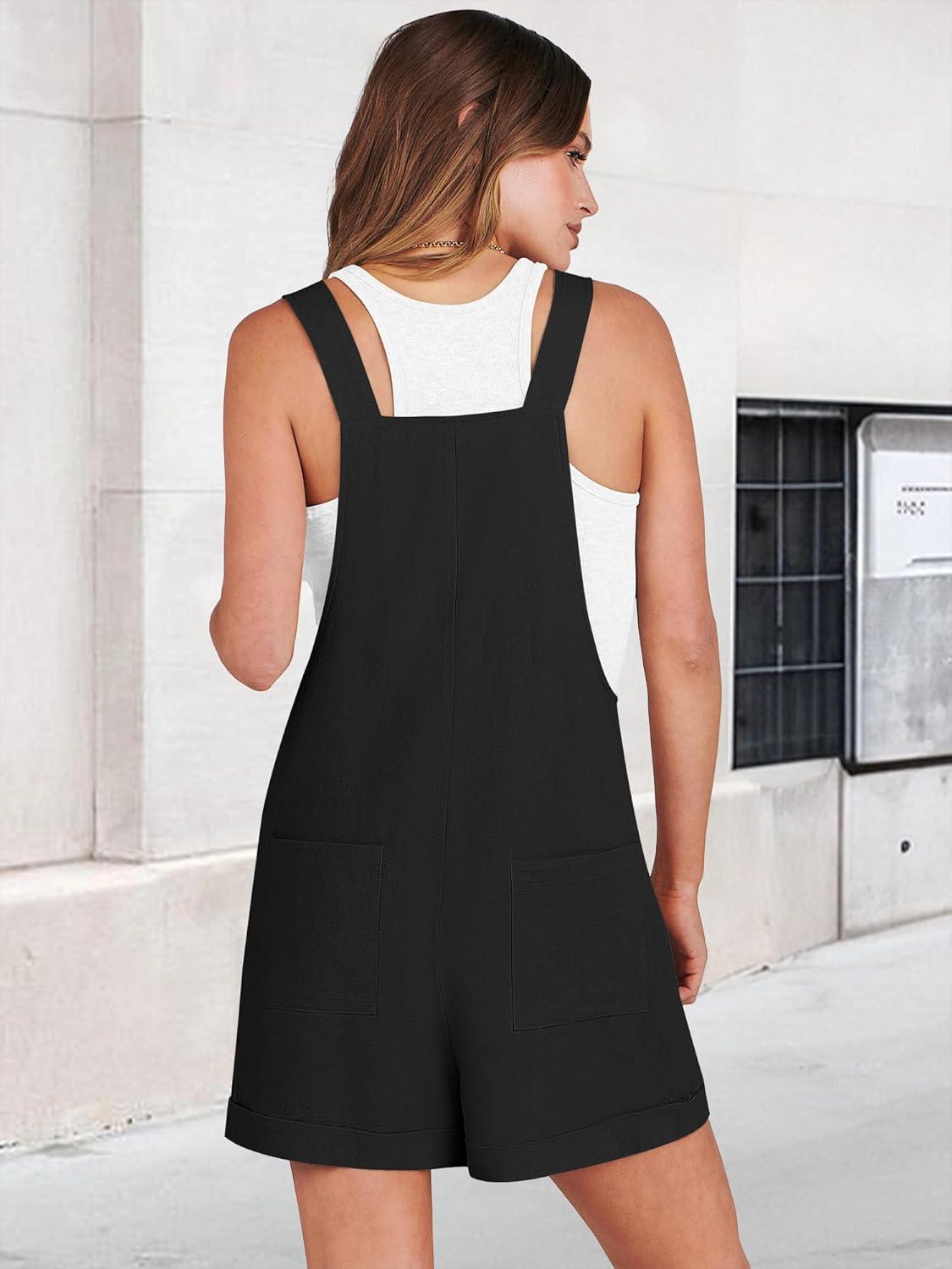 imageANRABESS Womens Short Overalls Summer Adjustable Strap Loose Fit Bib Shortalls Rompers Spring Travel Vacation ClothesBlack