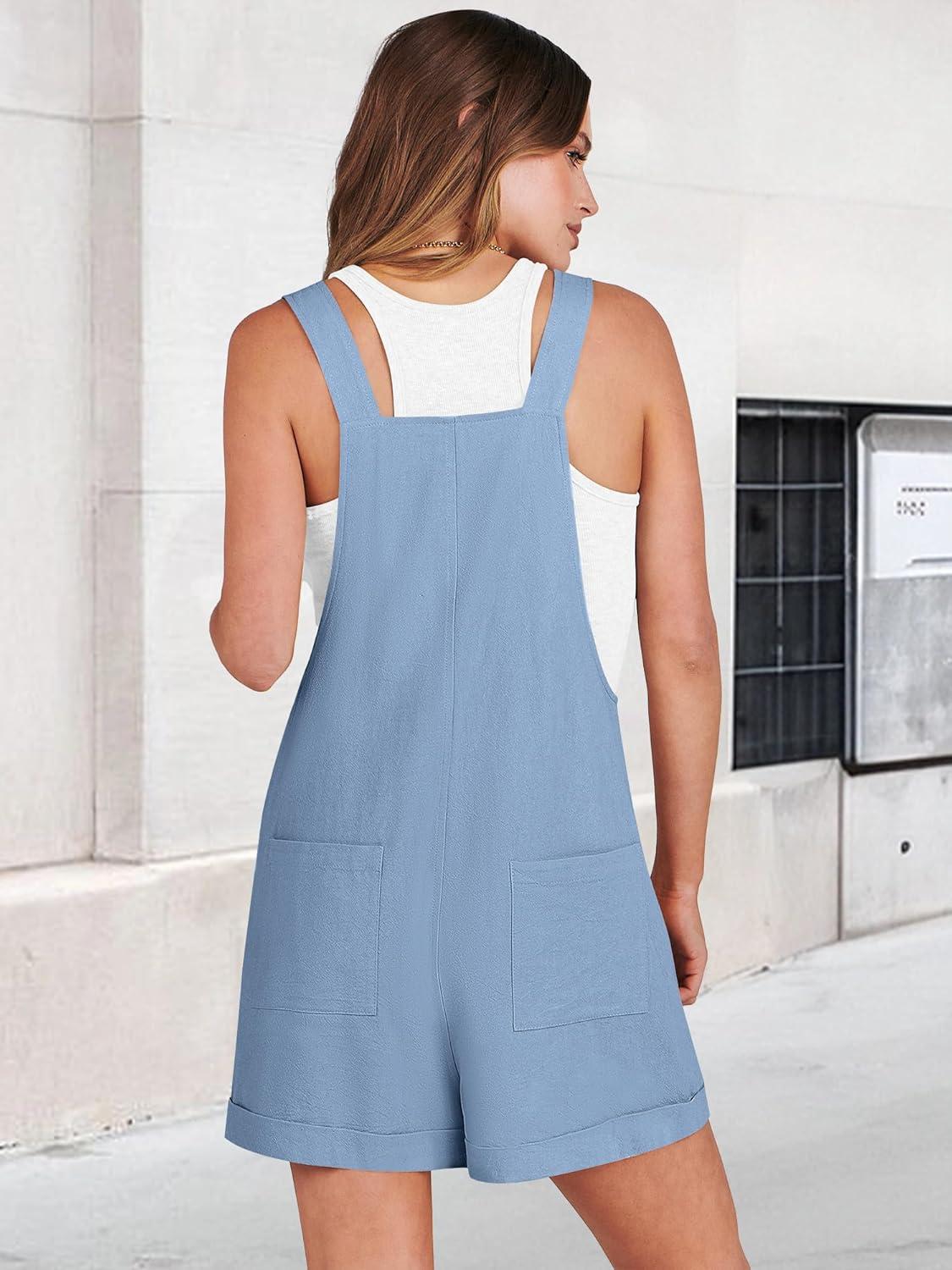 imageANRABESS Womens Short Overalls Summer Adjustable Strap Loose Fit Bib Shortalls Rompers Spring Travel Vacation ClothesBlue