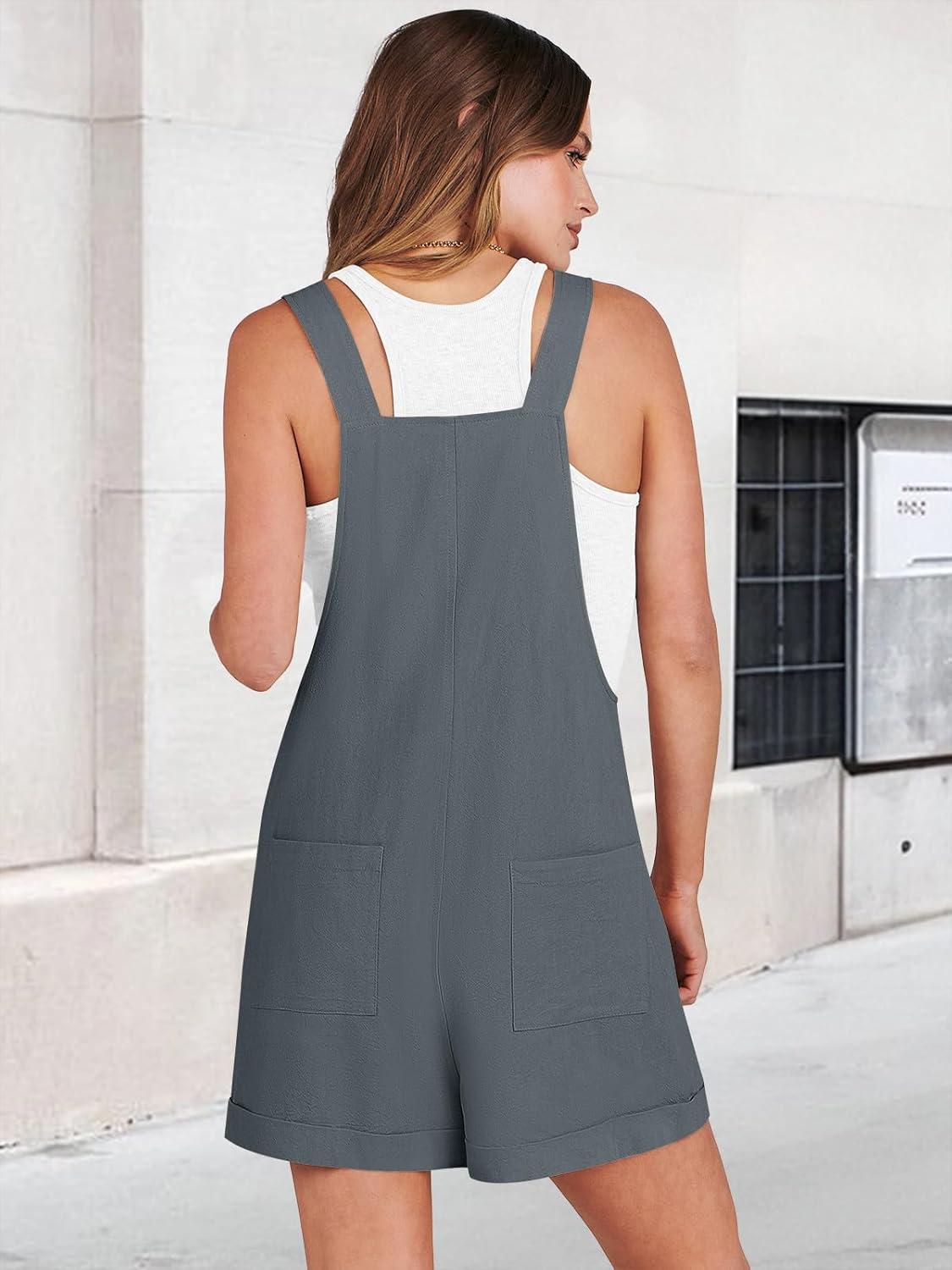 imageANRABESS Womens Short Overalls Summer Adjustable Strap Loose Fit Bib Shortalls Rompers Spring Travel Vacation ClothesGray Blue