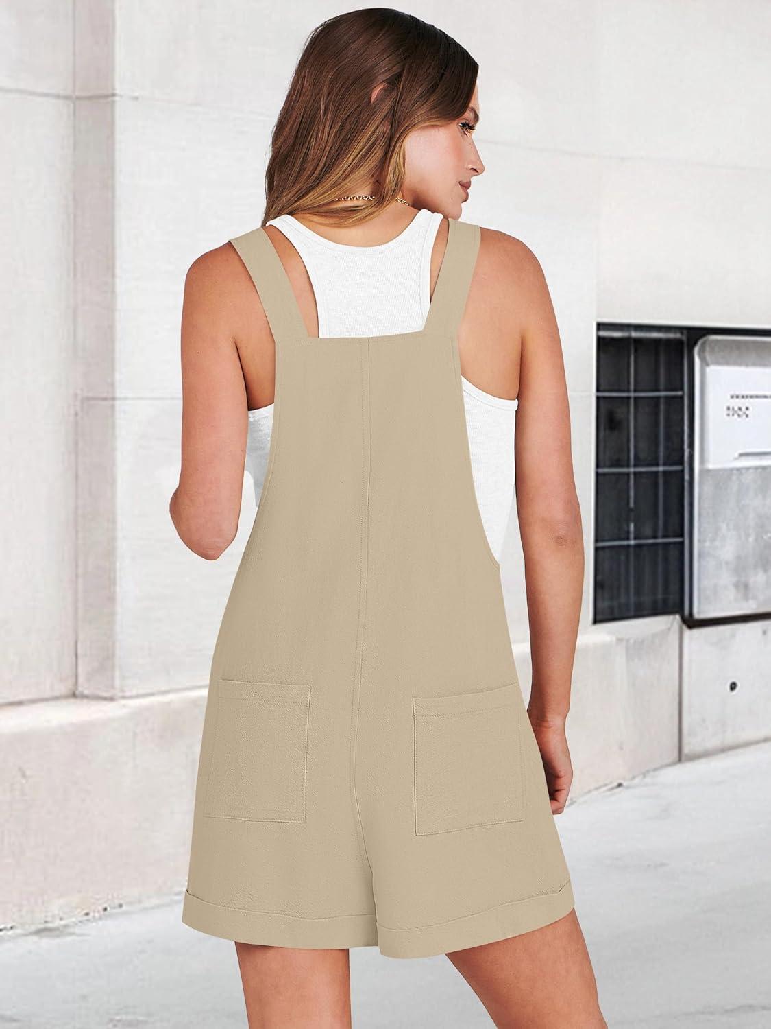 imageANRABESS Womens Short Overalls Summer Adjustable Strap Loose Fit Bib Shortalls Rompers Spring Travel Vacation ClothesKhaki