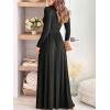 imageANRABESS Women Summer Deep V Neck Short Sleeve Dresses Slit Elegant Wedding Guest Formal Cocktail Evening Maxi Long DressLong Sleeve Black