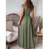 imageANRABESS Women Summer Deep V Neck Short Sleeve Dresses Slit Elegant Wedding Guest Formal Cocktail Evening Maxi Long DressShort Sleeve Army Green