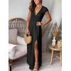 imageANRABESS Women Summer Deep V Neck Short Sleeve Dresses Slit Elegant Wedding Guest Formal Cocktail Evening Maxi Long DressShort Sleeve Black