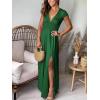 imageANRABESS Women Summer Deep V Neck Short Sleeve Dresses Slit Elegant Wedding Guest Formal Cocktail Evening Maxi Long DressShort Sleeve Green