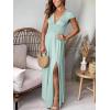 imageANRABESS Women Summer Deep V Neck Short Sleeve Dresses Slit Elegant Wedding Guest Formal Cocktail Evening Maxi Long DressShort Sleeve Light Blue
