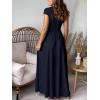 imageANRABESS Women Summer Deep V Neck Short Sleeve Dresses Slit Elegant Wedding Guest Formal Cocktail Evening Maxi Long DressShort Sleeve Navy Blue