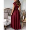 imageANRABESS Women Summer Deep V Neck Short Sleeve Dresses Slit Elegant Wedding Guest Formal Cocktail Evening Maxi Long DressShort Sleeve Wine Red