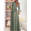 imageANRABESS Women Summer Deep V Neck Short Sleeve Dresses Slit Elegant Wedding Guest Formal Cocktail Evening Maxi Long DressZlong Sleeve Army Green