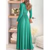 imageANRABESS Women Summer Deep V Neck Short Sleeve Dresses Slit Elegant Wedding Guest Formal Cocktail Evening Maxi Long DressZlong Sleeve Blue Green