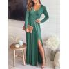 imageANRABESS Women Summer Deep V Neck Short Sleeve Dresses Slit Elegant Wedding Guest Formal Cocktail Evening Maxi Long DressZlong Sleeve Blue Green