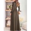 imageANRABESS Women Summer Deep V Neck Short Sleeve Dresses Slit Elegant Wedding Guest Formal Cocktail Evening Maxi Long DressZlong Sleeve Brown