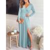 imageANRABESS Women Summer Deep V Neck Short Sleeve Dresses Slit Elegant Wedding Guest Formal Cocktail Evening Maxi Long DressZlong Sleeve Light Blue