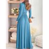 imageANRABESS Women Summer Deep V Neck Short Sleeve Dresses Slit Elegant Wedding Guest Formal Cocktail Evening Maxi Long DressZlong Sleeve Sky Blue
