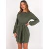 imageANRABESS Womens 2025 Fall Dress Long Lantern Sleeve Ribbed Knit Casual Tie Waist Lightweight Mini Sweater DressDeep Green