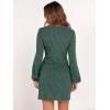 imageANRABESS Womens 2025 Fall Dress Long Lantern Sleeve Ribbed Knit Casual Tie Waist Lightweight Mini Sweater DressGreen