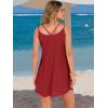 imageANRABESS Womens Cover Up 2026 Beach Vacation Tank Dress Eyelet Spaghetti Strap Bathing Suit Summer Swimsuits Mini SundressRed