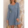 imageANRABESS Womens Long Sleeve Fall Dress 2025 Square Neck Casual Ribbed Knit Comfy Soft Short Sweater Dresses with PocketsBlue