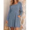 imageANRABESS Womens Long Sleeve Fall Dress 2025 Square Neck Casual Ribbed Knit Comfy Soft Short Sweater Dresses with PocketsBlue