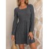 imageANRABESS Womens Long Sleeve Fall Dress 2025 Square Neck Casual Ribbed Knit Comfy Soft Short Sweater Dresses with PocketsDeep Grey