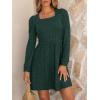imageANRABESS Womens Long Sleeve Fall Dress 2025 Square Neck Casual Ribbed Knit Comfy Soft Short Sweater Dresses with PocketsGreen