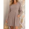 imageANRABESS Womens Long Sleeve Fall Dress 2025 Square Neck Casual Ribbed Knit Comfy Soft Short Sweater Dresses with PocketsTan