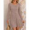 imageANRABESS Womens Long Sleeve Fall Dress 2025 Square Neck Casual Ribbed Knit Comfy Soft Short Sweater Dresses with PocketsTan