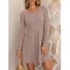 imageANRABESS Womens Long Sleeve Fall Dress 2025 Square Neck Casual Ribbed Knit Comfy Soft Short Sweater Dresses with PocketsTan