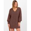 imageANRABESS Womens Long Sleeve V Neck Oversized Cable Knit Mini Sweater Dresses 2025 Winter Fall Trendy Pullover Tunic OutfitsBrown