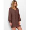 imageANRABESS Womens Long Sleeve V Neck Oversized Cable Knit Mini Sweater Dresses 2025 Winter Fall Trendy Pullover Tunic OutfitsBrown