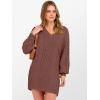 imageANRABESS Womens Long Sleeve V Neck Oversized Cable Knit Mini Sweater Dresses 2025 Winter Fall Trendy Pullover Tunic OutfitsBrown