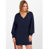 imageANRABESS Womens Long Sleeve V Neck Oversized Cable Knit Mini Sweater Dresses 2025 Winter Fall Trendy Pullover Tunic OutfitsNavy Blue