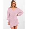 imageANRABESS Womens Long Sleeve V Neck Oversized Cable Knit Mini Sweater Dresses 2025 Winter Fall Trendy Pullover Tunic OutfitsPink