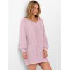 imageANRABESS Womens Long Sleeve V Neck Oversized Cable Knit Mini Sweater Dresses 2025 Winter Fall Trendy Pullover Tunic OutfitsPink