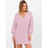 imageANRABESS Womens Long Sleeve V Neck Oversized Cable Knit Mini Sweater Dresses 2025 Winter Fall Trendy Pullover Tunic OutfitsPink